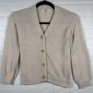 H&M Cardigan Sweater Kids Size 6X/7 Beige Button Front Knit Long Sleeve